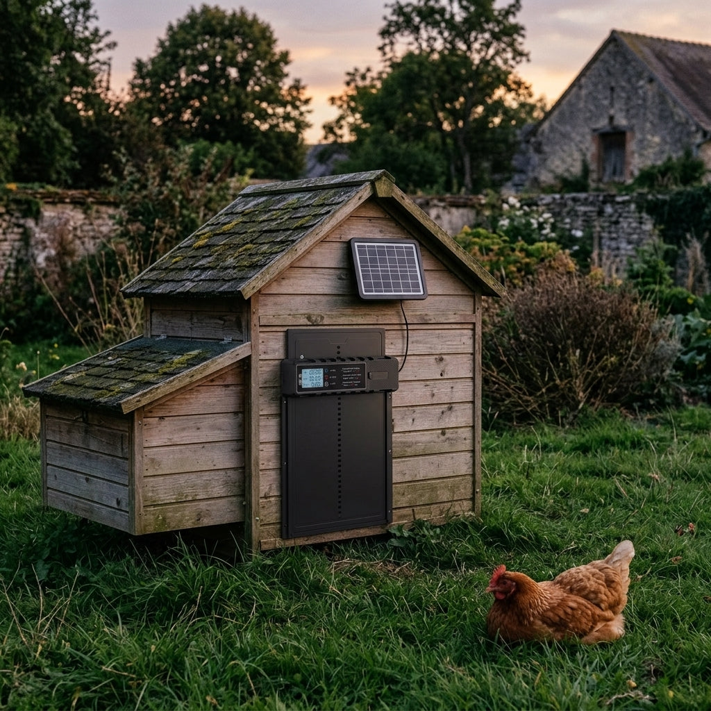 Porte automatique fermée au crépuscule